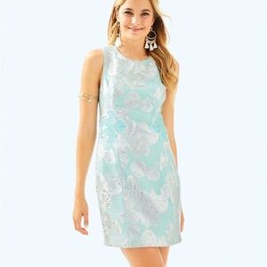 Lilly Pulitzer Aqua and Silver Midi Dress